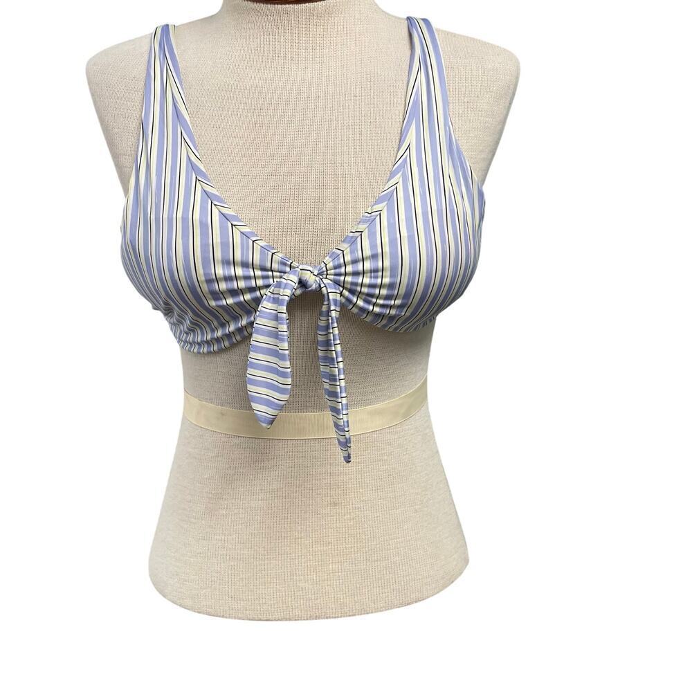 Prana Blue Stripe Vivienne Top Size Large NEW $65.00 Swim Top Bikini